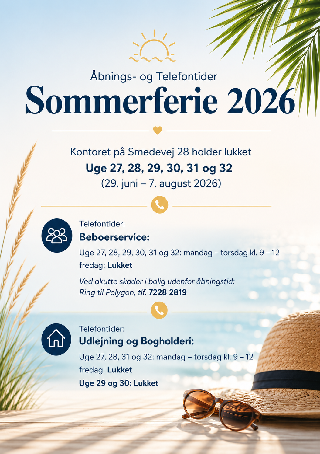 Åbningstider sommerferie 2026
